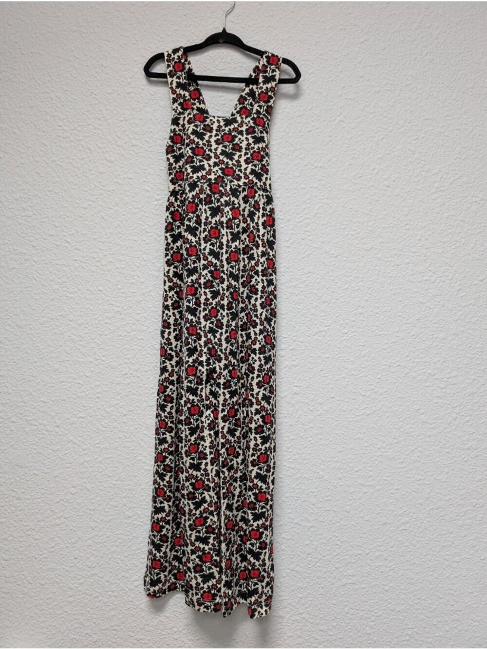 Kate Quinn Bamboo Wild Rose Gaucho Jumpsuit 5Y Black & Red Floral Spooky
